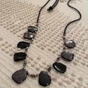 Chan Luu Sliced Hypersthene Mixed Cord Necklace